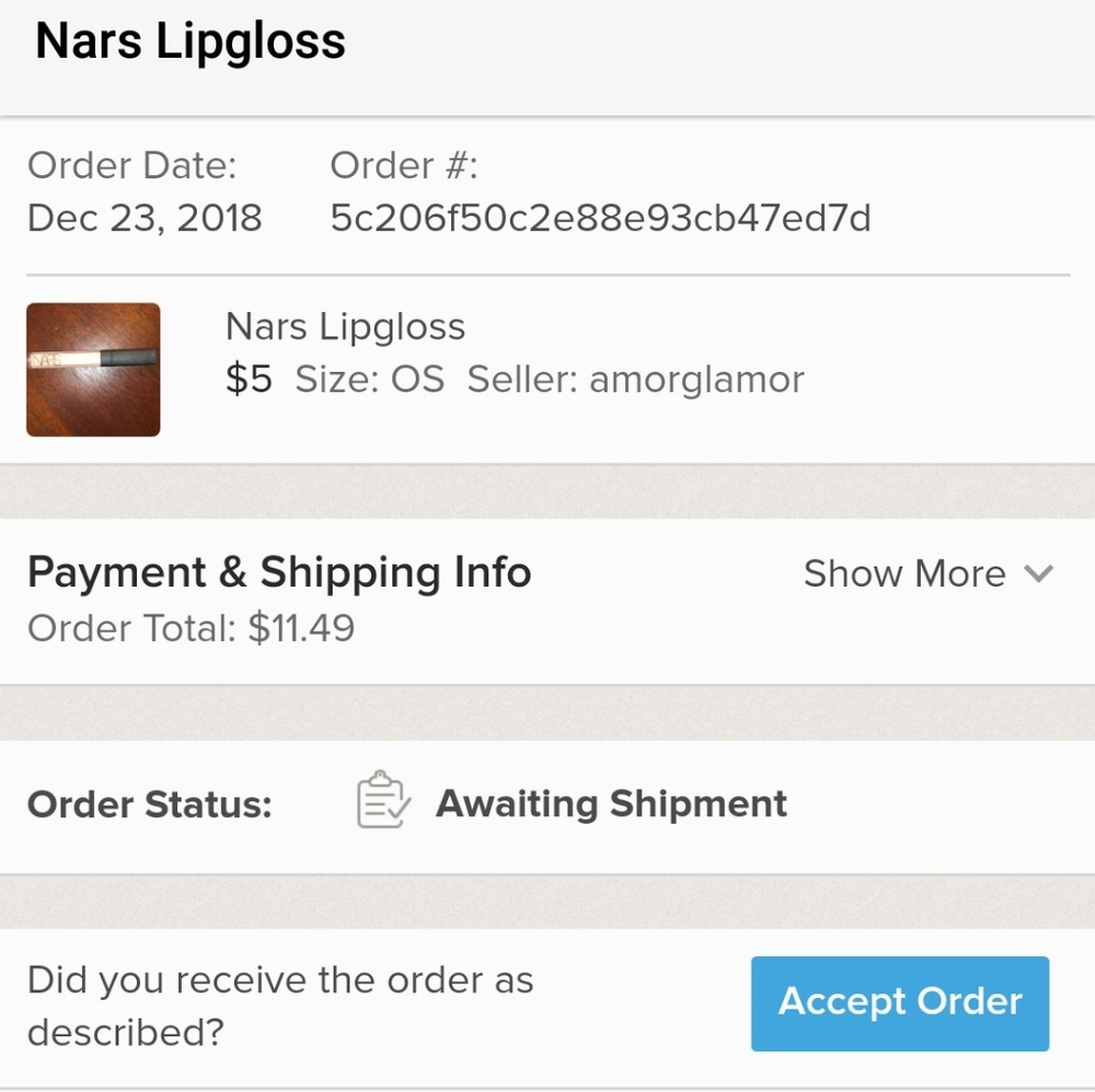 One item + shipping$11.49